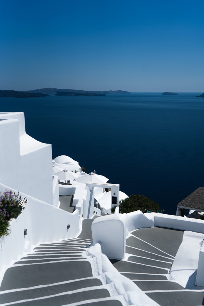 Fira Santorini winding staircase